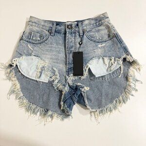 One Teaspoon Mid Waist Roller Cut Off Shorts Salty Dog Size 24 NWT Frayed